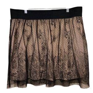 Forever 21 Black and Tan Lace Mini Skirt